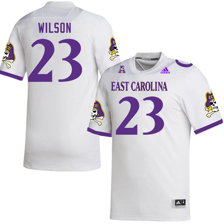 Men #23 Dameon Wilson ECU Pirates College Football Jerseys Stitched-White